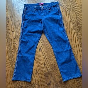 Lilly Pulitzer Dark Blue Flare Jeans with Braided Side Trim